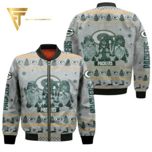 Gnomes Green Bay Packers Ugly Christmas Full Print Bomber Jacket