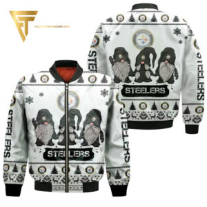 Gnomes Pittsburgh Steelers Ugly Christmas Bomber Jacket