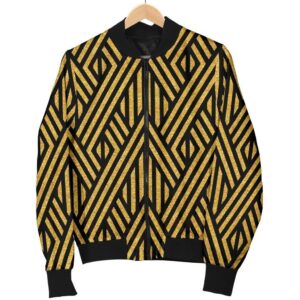 Gold Glitter Pattern Print Women Casual Bomber Jacket