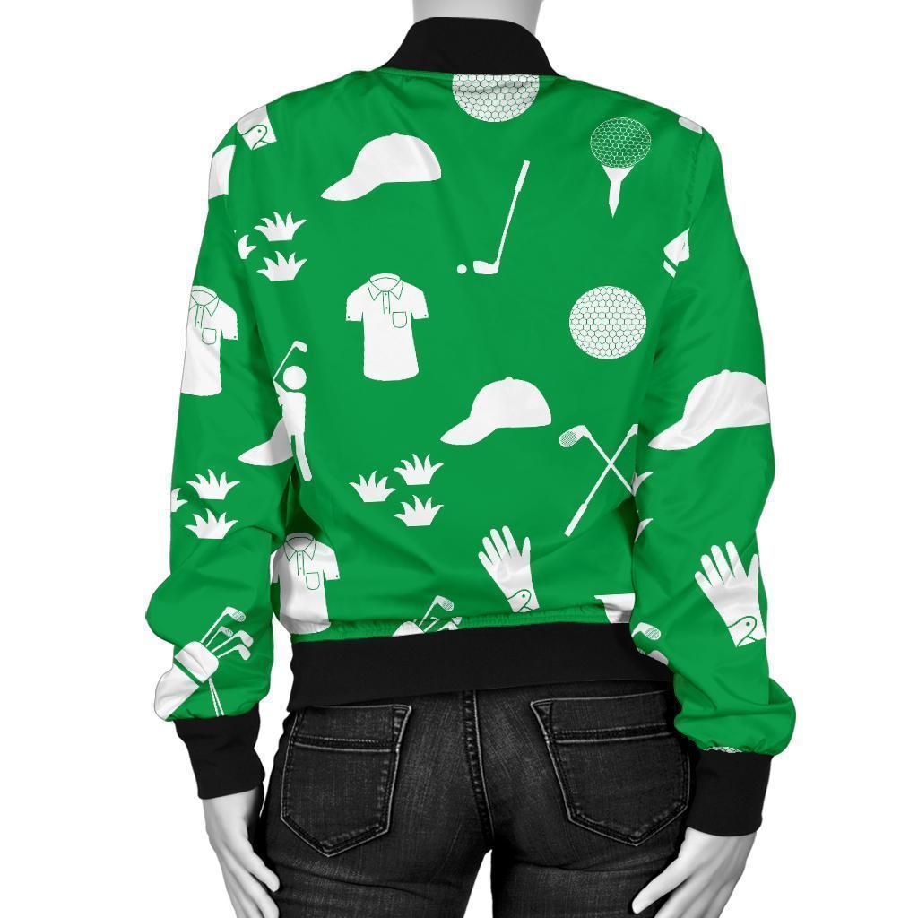 Golf-Green-Pattern-Print-Women-Casual-Bomber-Jacket-2