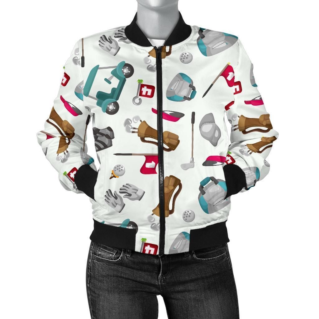 Golf-Print-Pattern-Women-Casual-Bomber-Jacket-1