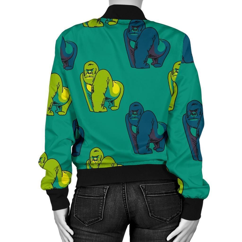 Gorilla-Print-Pattern-Women-Casual-Bomber-Jacket-2