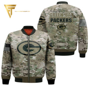 Green Bay Packers Camo Full Print Bomber Jacket