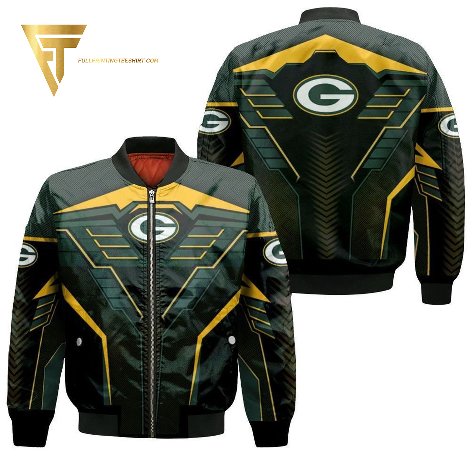 Green Bay Packers Football Team Full Print Bomber Jacket Green Bay Packers Football Team Full Print Bomber Jacket