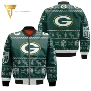Green Bay Packers Ugly Christmas Full Print Bomber Jacket