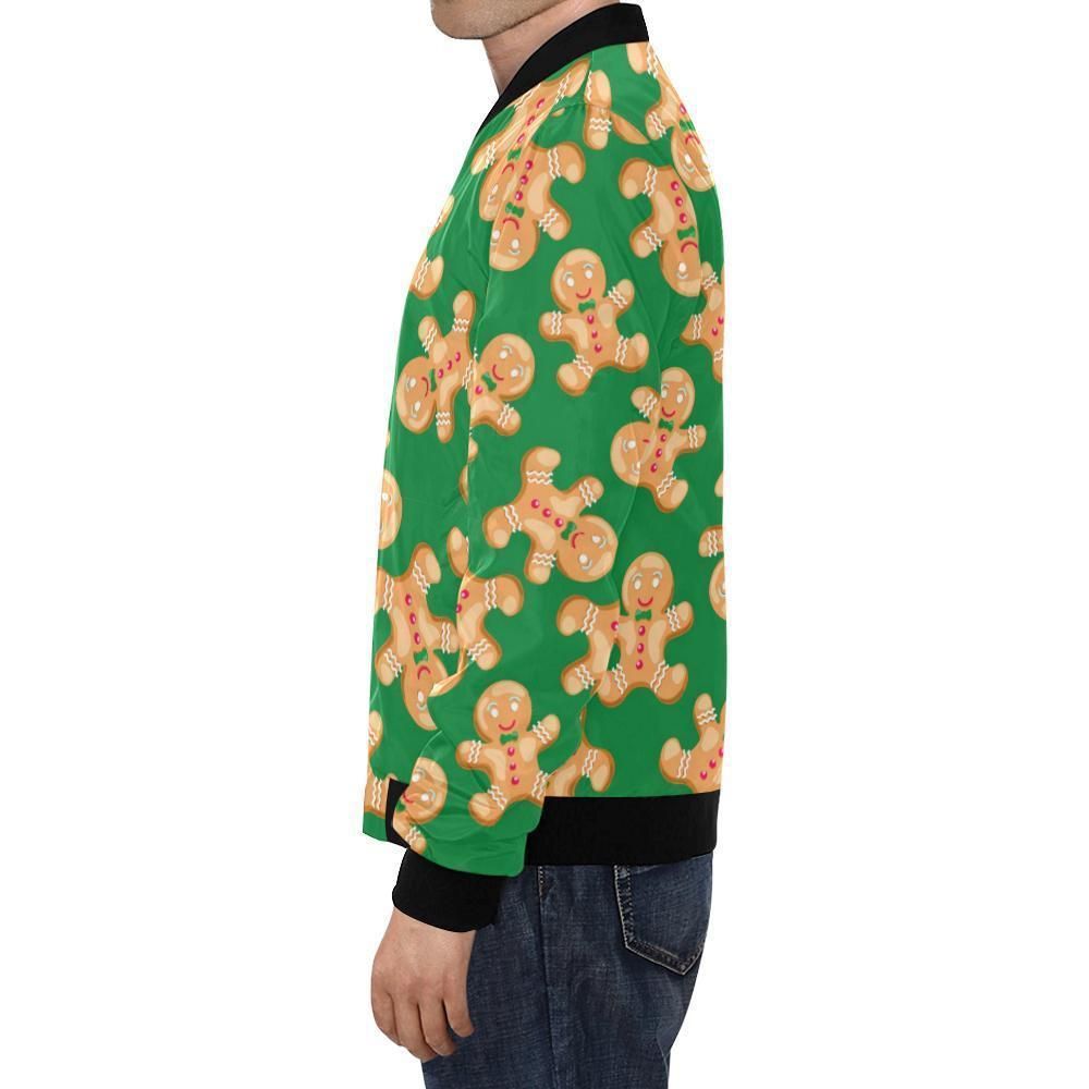 Green-Gingerbread-Man-Chirstmas-Pattern-Print-Mens-Bomber-Jacket-1