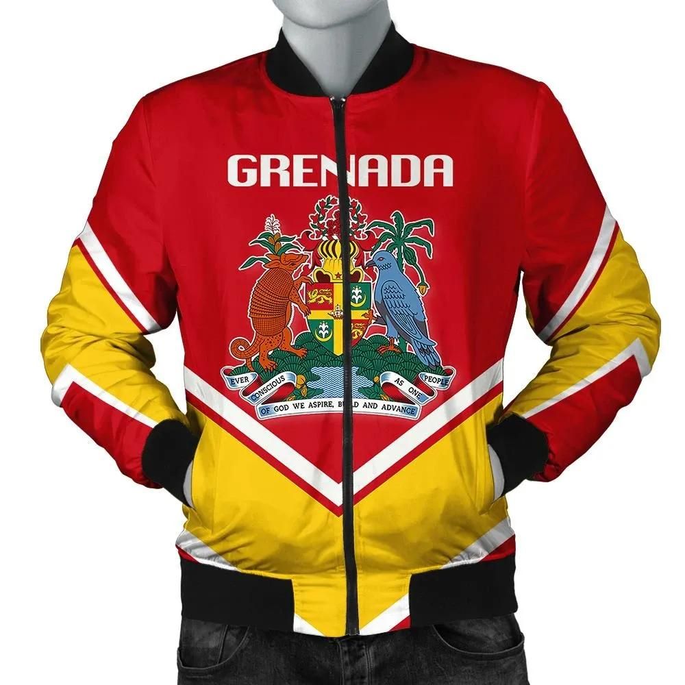 Grenada Coat Of Arms Men Bomber Jacket Lucian Style J5W Bomber Jacket Grenada Coat Of Arms Men Bomber Jacket Lucian Style J5W Bomber Jacket