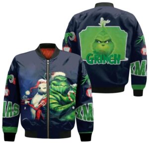 Grinch Christmas Merry Christmas Jack Skellington Black 3D Designed Allover Gift For Grinch Fans Christmas Fans Bomber Jacket