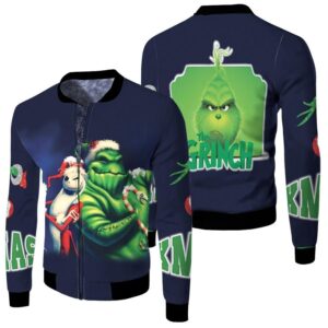 Grinch Christmas Merry Christmas Jack Skellington Black 3D Designed Allover Gift For Grinch Fans Christmas Fans Bomber Jacket