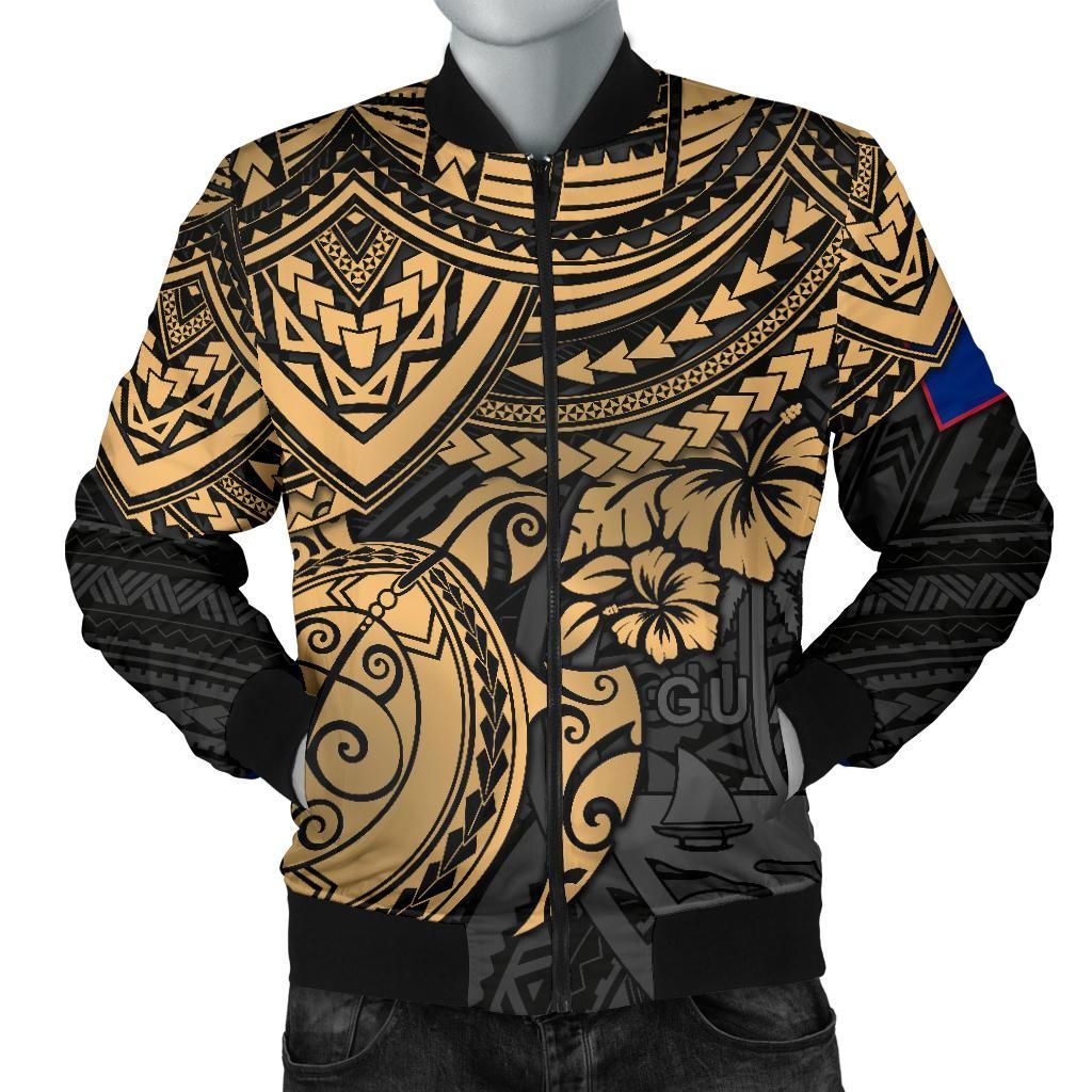 Guam Polynesian Bomber Jacket (Men) - Golden Turtle - BN15 Bomber Jacket Guam Polynesian Bomber Jacket (Men) - Golden Turtle - BN15 Bomber Jacket