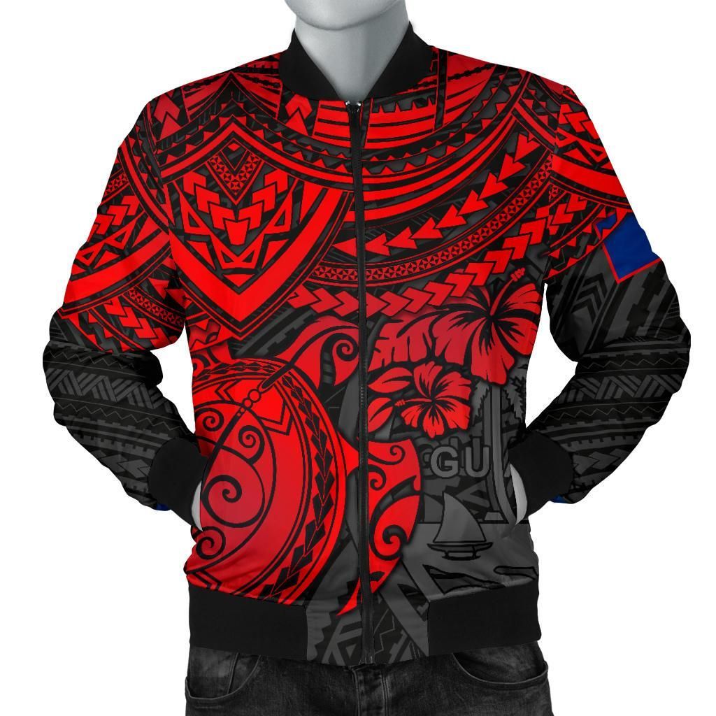 Guam Polynesian Bomber Jacket (Men) - Red Turtle - BN15 Bomber Jacket Guam Polynesian Bomber Jacket (Men) - Red Turtle - BN15 Bomber Jacket
