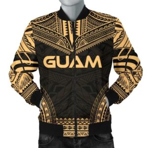 Guam Polynesian Chief Men's Bomber Jacket - Gold Version - Bn10 Bomber Jacket