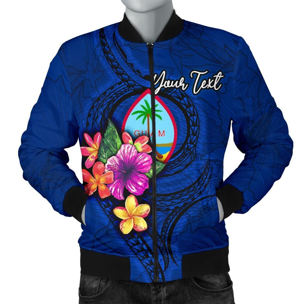 Guam-Polynesian-Custom-Personalised-Mens-Bomber-Jacket-Floral-With-Seal-Blue-BN12-Bomber-Jacket-1