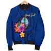 Guam Polynesian Custom Personalised Men's Bomber Jacket - Floral With Seal Blue - BN12 Bomber Jacket