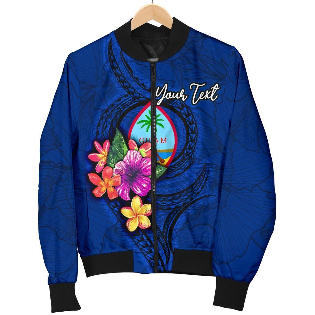 Guam Polynesian Custom Personalised Men's Bomber Jacket - Floral With Seal Blue - BN12 Bomber Jacket Guam Polynesian Custom Personalised Men's Bomber Jacket - Floral With Seal Blue - BN12 Bomber Jacket