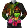 Guam Polynesian Men's Bomber Jacket - Hibiscus and Banana Leaves - BN15 Bomber Jacket