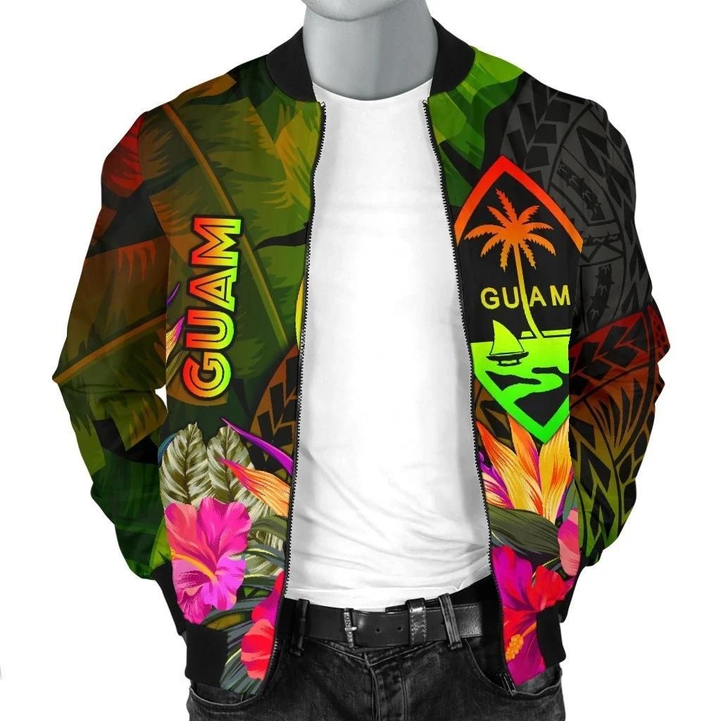 Guam-Polynesian-Mens-Bomber-Jacket-Hibiscus-and-Banana-Leaves-BN15-Bomber-Jacket-2