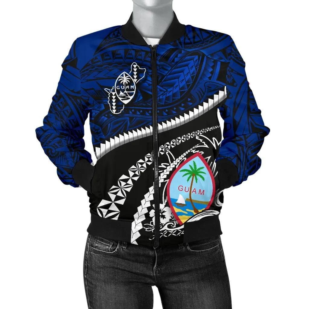 Guam Women's Bomber Jacket Polynesian Shark Tattoo K4 Bomber Jacket Guam Women's Bomber Jacket Polynesian Shark Tattoo K4 Bomber Jacket