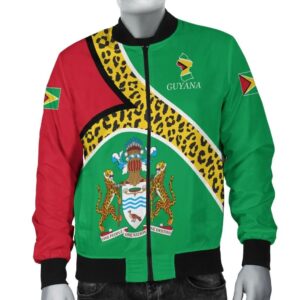 Guyana Bomber Jacket Flag Map CoA Limited A15 Bomber Jacket