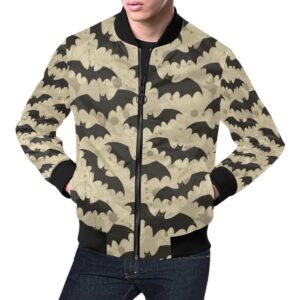 Halloween Bat Pattern Print Mens Bomber Jacket