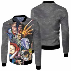 Halloween Horror Freddy Krueger Michael Myers Jason Leatherface Chucky 3D Printed Hoodie Jersey Bomber Jacket Model 2474 Bomber Jacket