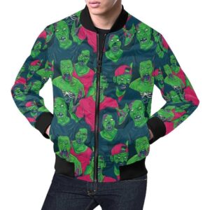 Halloween Zombie Pattern Print Mens Bomber Jacket