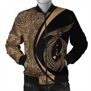 Hawaii Fish Hook Polynesian Bomber Jacket - Circle Style Gold - AH - J4R Bomber Jacket