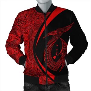 Hawaii Fish Hook Polynesian Bomber Jacket - Circle Style Red - AH - J4R Bomber Jacket