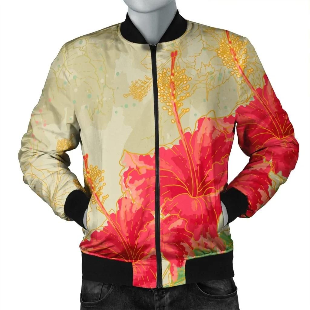 Hawaii Flower Hibiscus Bomber Jacket - AH - J4R Bomber Jacket Hawaii Flower Hibiscus Bomber Jacket - AH - J4R Bomber Jacket