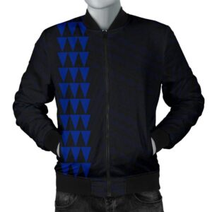 Hawaii Kakau Polynesian Hammerhead Shark Map Personalized Men's Bomber Jacket - Blue - AH - J6 Bomber Jacket