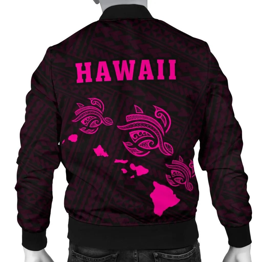 Hawaii-Kakau-Polynesian-Three-Turtles-Map-Mens-Bomber-Jacket-Pink-AH-J6-Bomber-Jacket-1