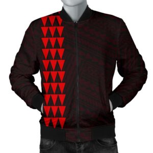 Hawaii Kakau Polynesian Turtle Map Men's Bomber Jacket - Red - AH - J6 Bomber Jacket