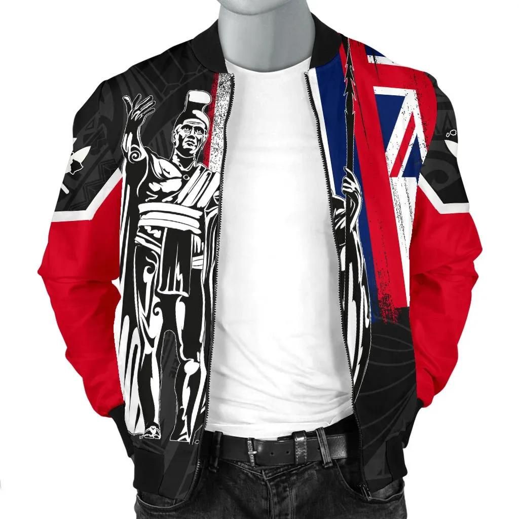 Hawaii-King-Flag-Polynesian-Mens-Bomber-Jacket-Gray-AH-J4-Bomber-Jacket-2