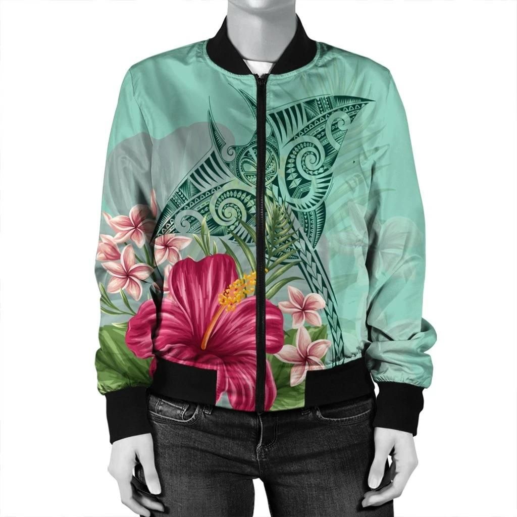 Hawaii-Manta-Ray-Tropical-Hibiscus-Plumeria-Bomber-Jacket-AH-J4R-2