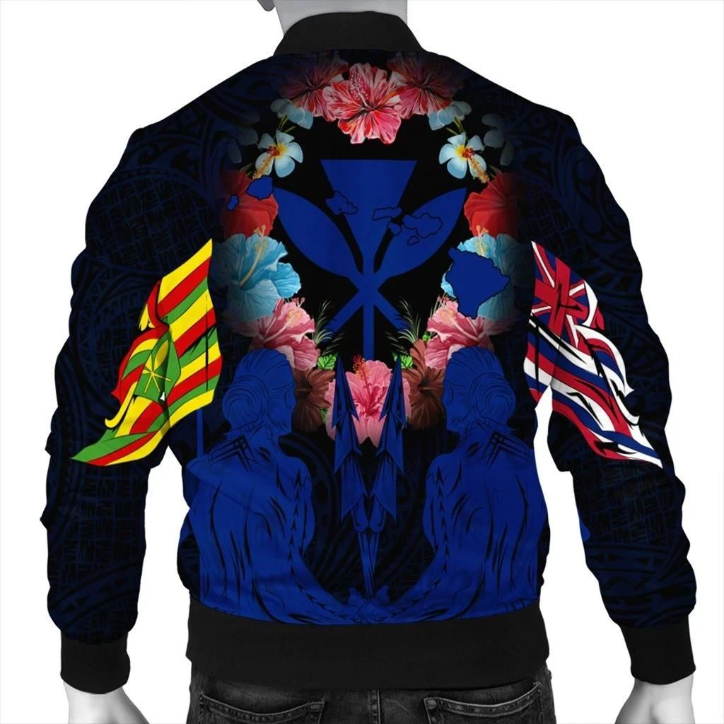 Hawaii-Map-Kanaka-Two-Men-Holding-Flag-Bomber-Jacket-Blue-AH-J5R-Bomber-Jacket-1