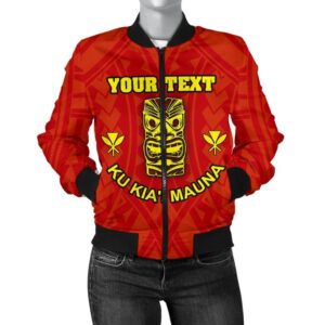 Hawaii Mauna Kea Women's Custom Personalised Bomber Jacket- Tiki Mask - BN12 Bomber Jacket