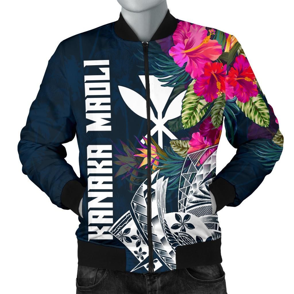 Hawaii Men's Bomber Jacket - Polynesian Hibiscus with Summer Vibes - BN15 Bomber Jacket Hawaii Men's Bomber Jacket - Polynesian Hibiscus with Summer Vibes - BN15 Bomber Jacket