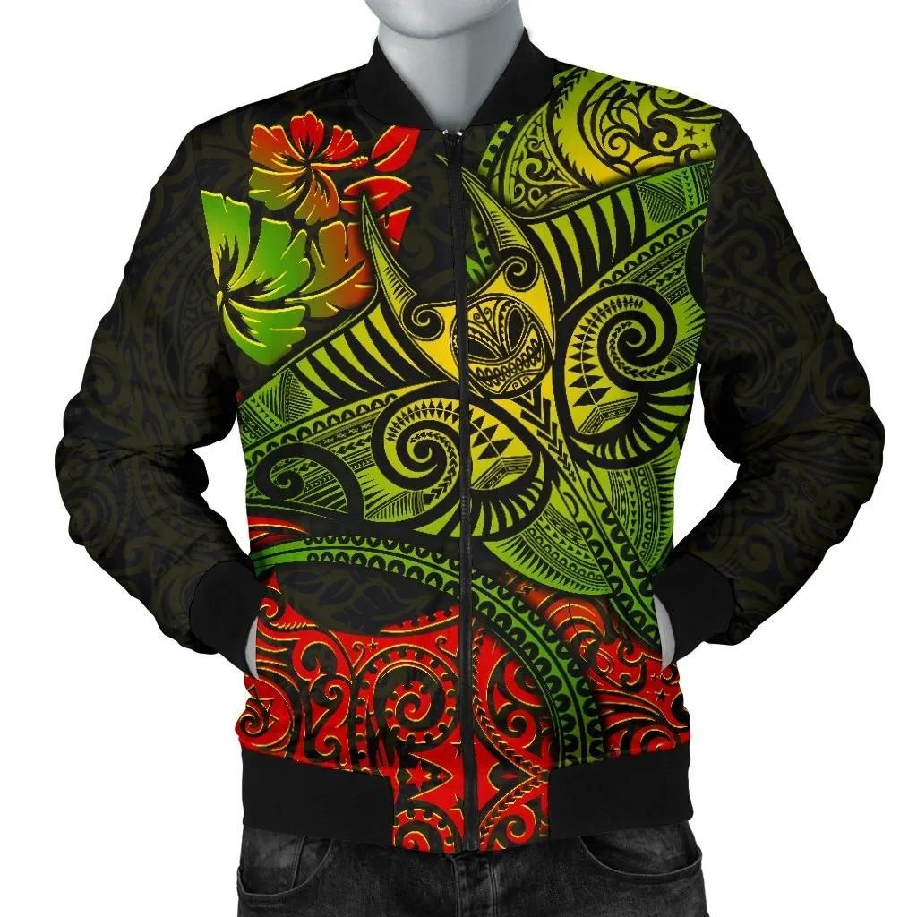 Hawaii Men's Bomber Jacket - Polynesian bManta Ray - BN15 Bomber Jacket Hawaii Men's Bomber Jacket - Polynesian bManta Ray - BN15 Bomber Jacket