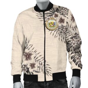 Hawaii Men's Bomber Jacket - The Beige Hibiscus A7 Bomber Jacket
