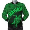 Hawaii Men's Bomber Jacket Turtle Mermaid Polynesian Black Green Version TH0 Bomber Jacket