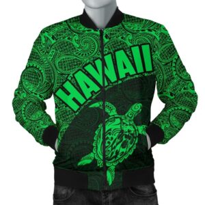 Hawaii Men's Bomber Jacket Turtle Mermaid Polynesian Black Green Version TH0 Bomber Jacket