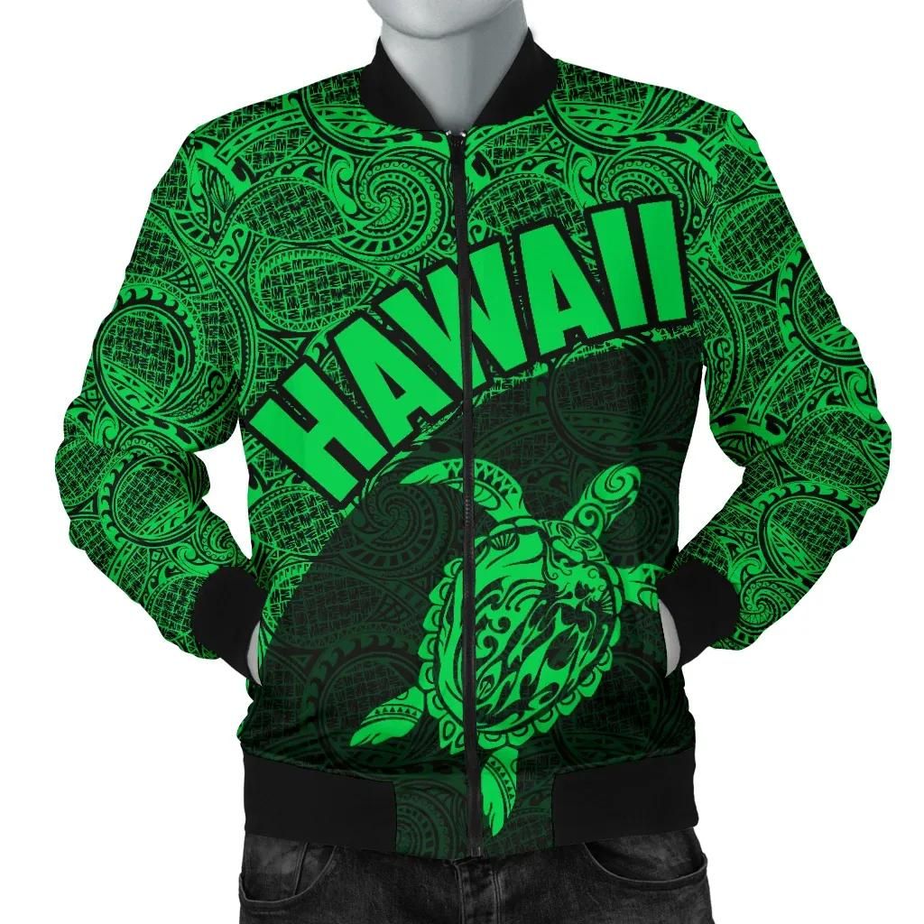 Hawaii Men's Bomber Jacket Turtle Mermaid Polynesian Black Green Version TH0 Bomber Jacket Hawaii Men's Bomber Jacket Turtle Mermaid Polynesian Black Green Version TH0 Bomber Jacket