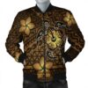 Hawaii Mix Polynesian Turtle Plumeria Bomber Jacket - AH - Nick Style - Brown - J5R Bomber Jacket