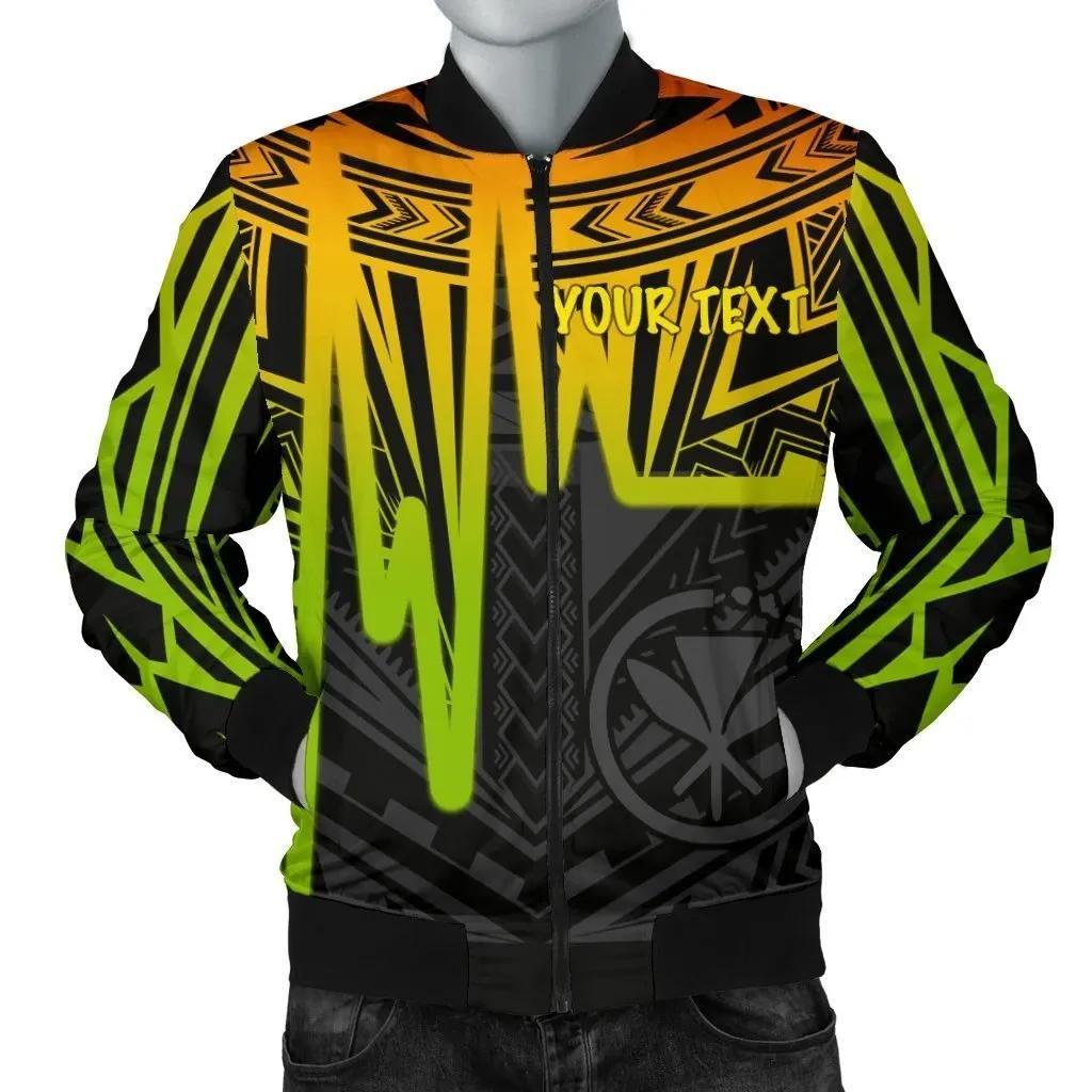 Hawaii Personalised Men's Bomber Jacket - Kanaka Maoli With Polynesian Pattern In Heartbeat Style (Reggea) - BN25 Bomber Jacket Hawaii Personalised Men's Bomber Jacket - Kanaka Maoli With Polynesian Pattern In Heartbeat Style (Reggea) - BN25 Bomber Jacket