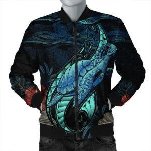 Hawaii Polynesian Honu Sea Hibiscus Bomber Jacket - AH - J4R Bomber Jacket