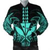 Hawaii Polynesian Kanaka Kakau Bomber Jacket - Alan Style Turquoise - AH - J4R Bomber Jacket