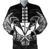 Hawaii Polynesian Kanaka Kakau Bomber Jacket - Alan Style White - AH - J4R Bomber Jacket