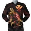 Hawaii Polynesian Men's Bomber Jacket - Turtle With Blooming Hibiscus Gold - BN22 Bomber Jacket
