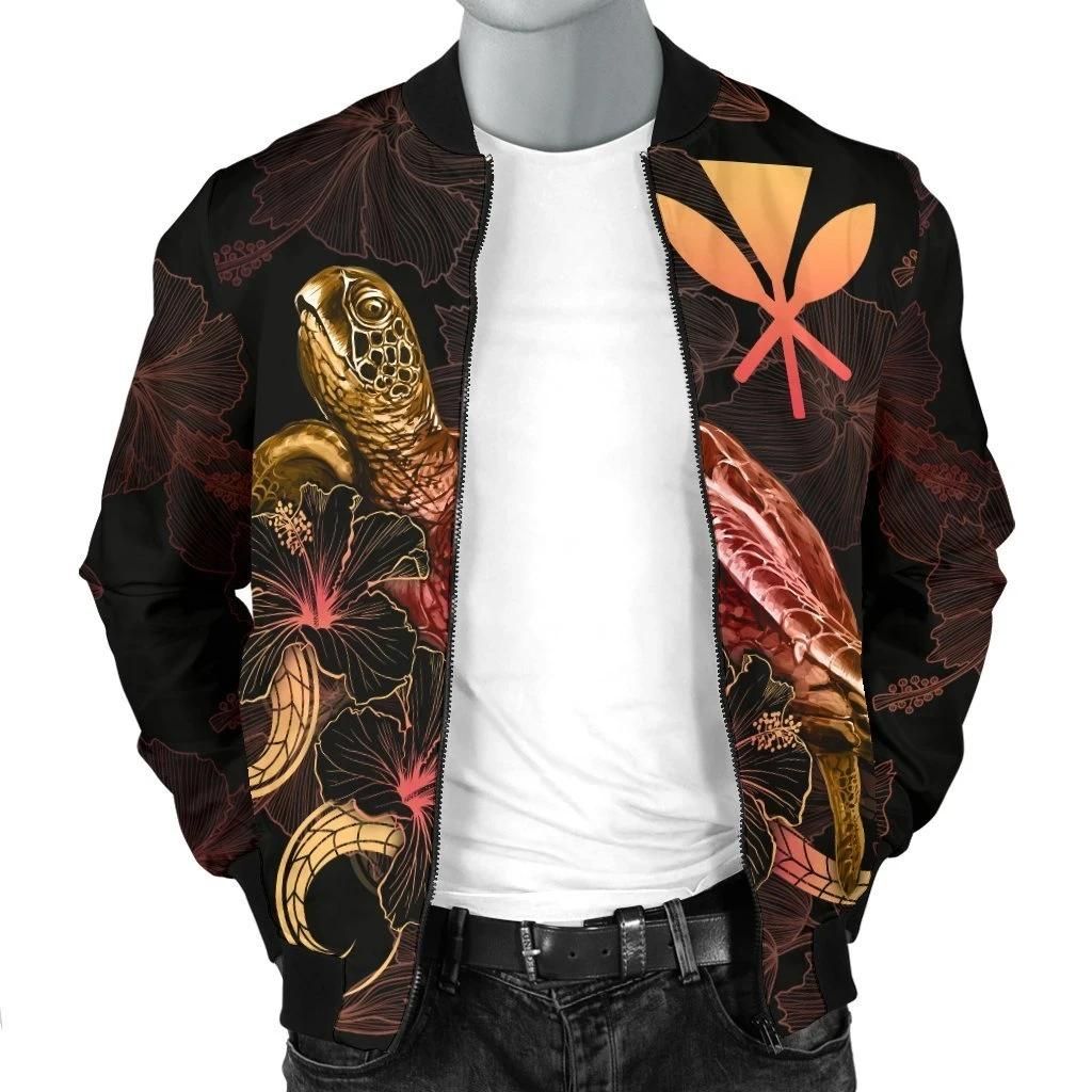 Hawaii-Polynesian-Mens-Bomber-Jacket-Turtle-With-Blooming-Hibiscus-Gold-BN22-Bomber-Jacket-2