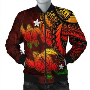 Hawaii Polynesian Turtle Hibiscus Bomber Jacket - Color Flag - AH - J4R Bomber Jacket
